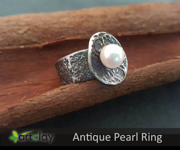 Art Clay Silver Australia   Antique Pearl Ring